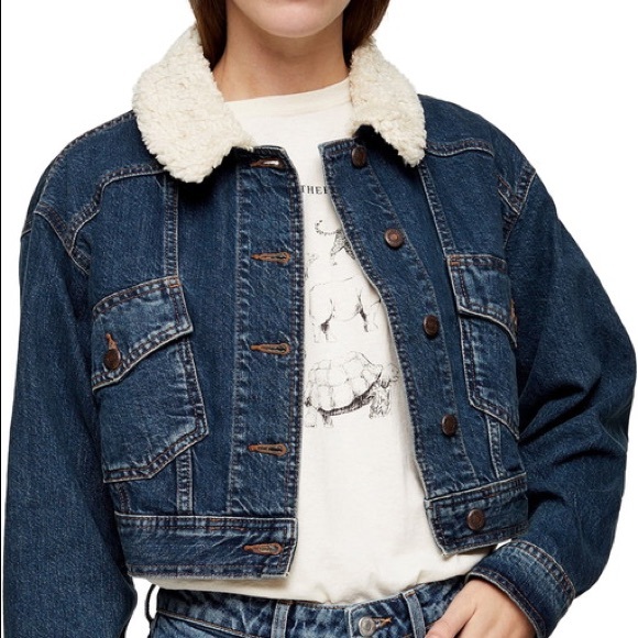 Topshop Cropped Sherpa Jacket - Picture 1 of 2